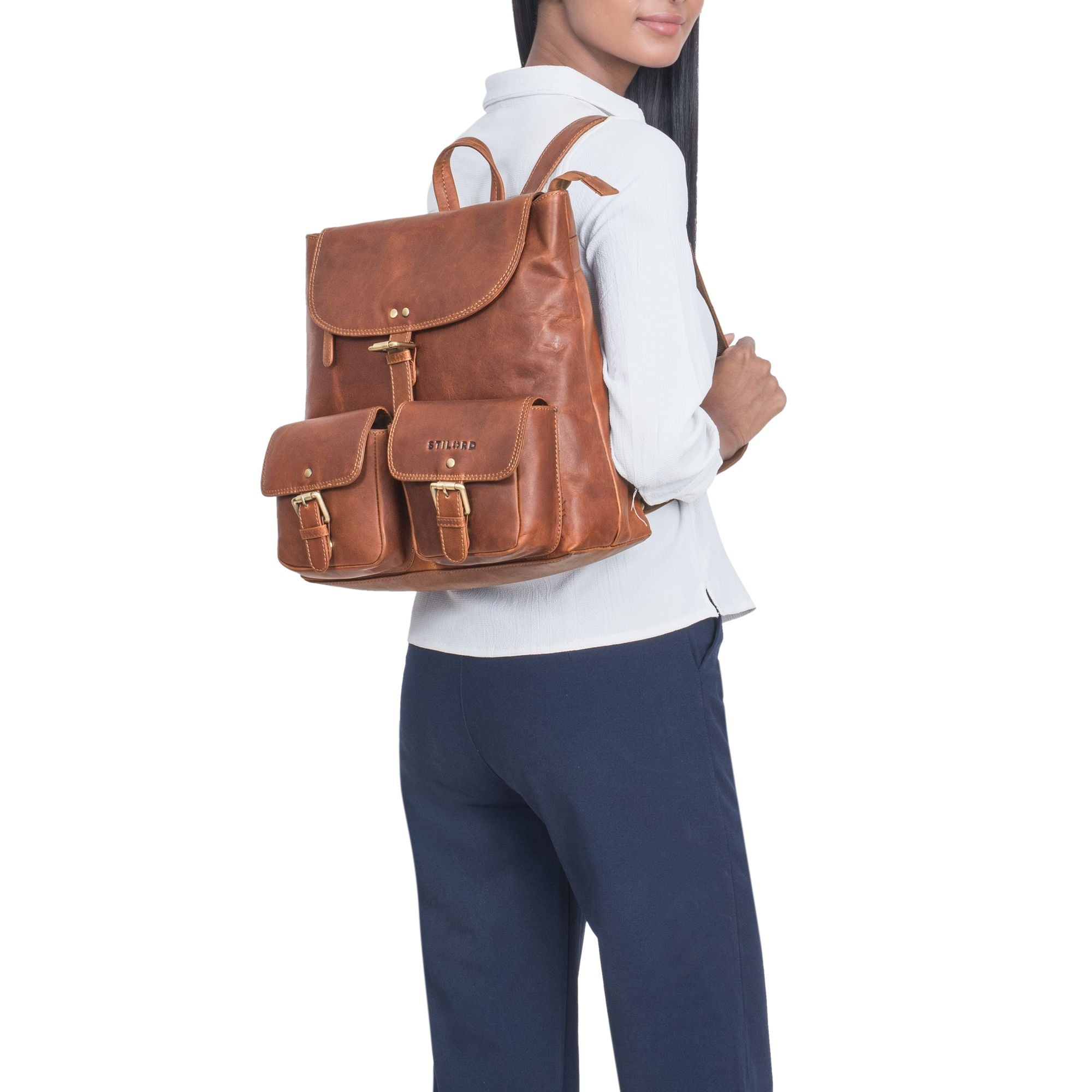 Damenrucksack Leder braun