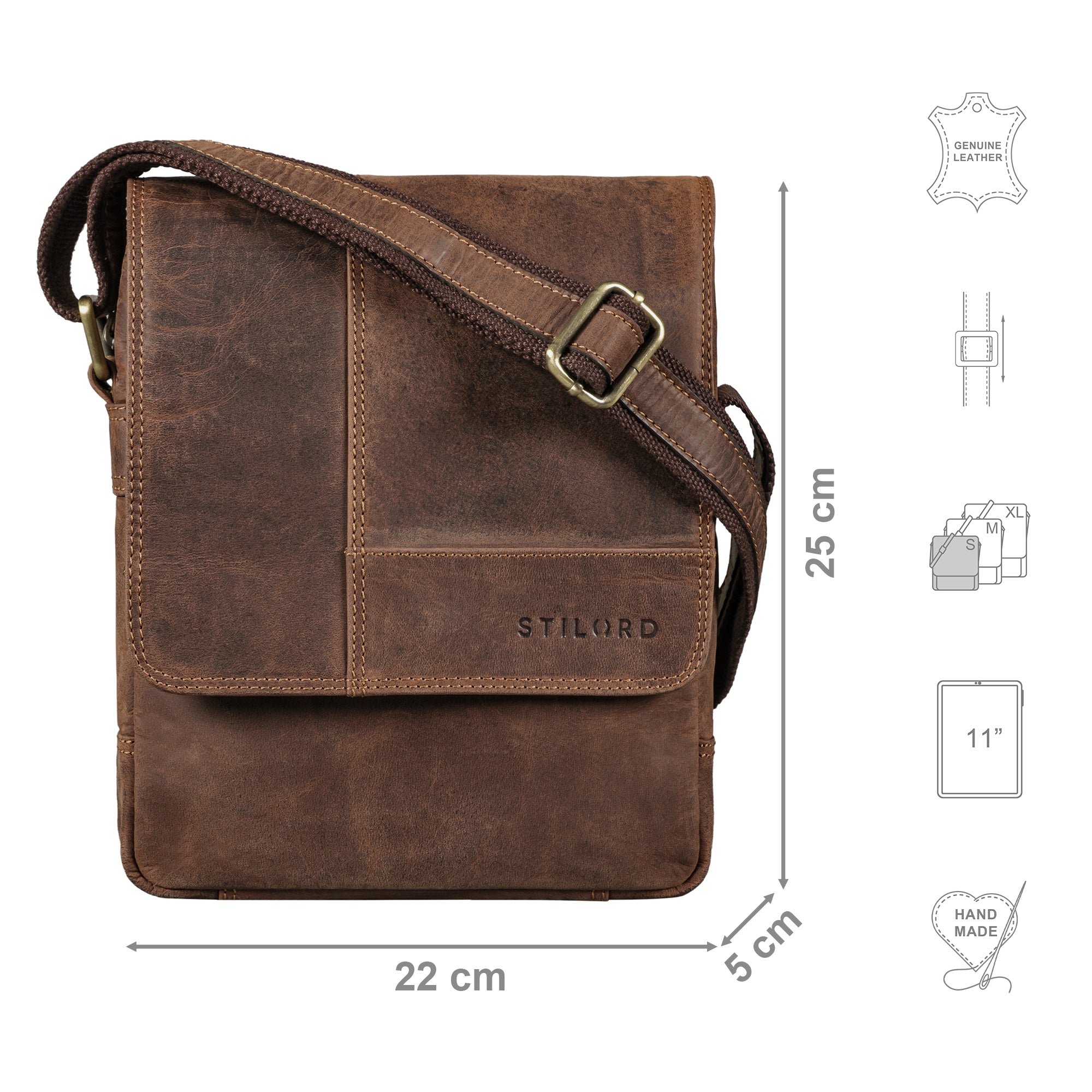 Schultertasche Leder klein braun Herren