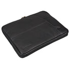 Laptop Sleeve Leder schwarz mit vorderem Reißverschlussfach