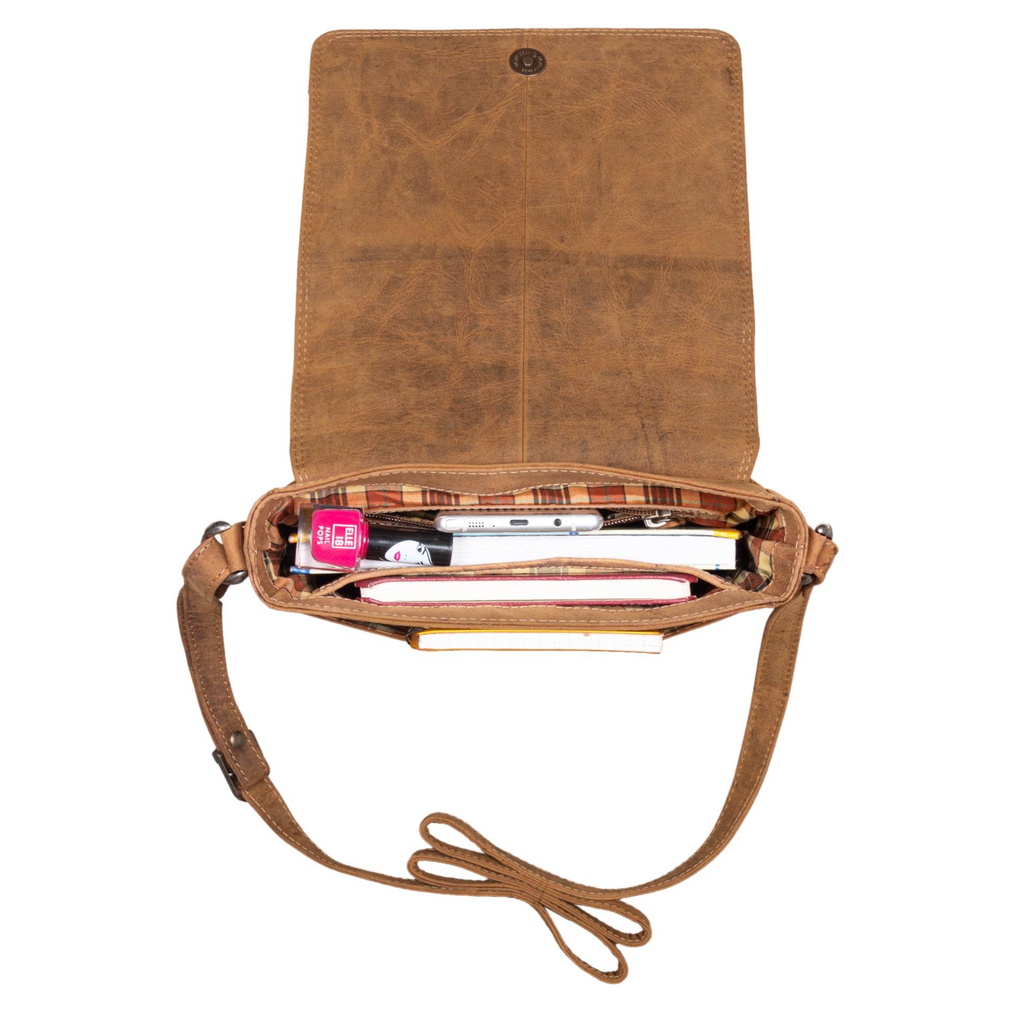 Schultertasche braun Damen Leder