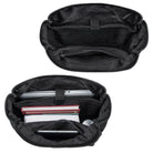 schwarz leder rolltop rucksack damen