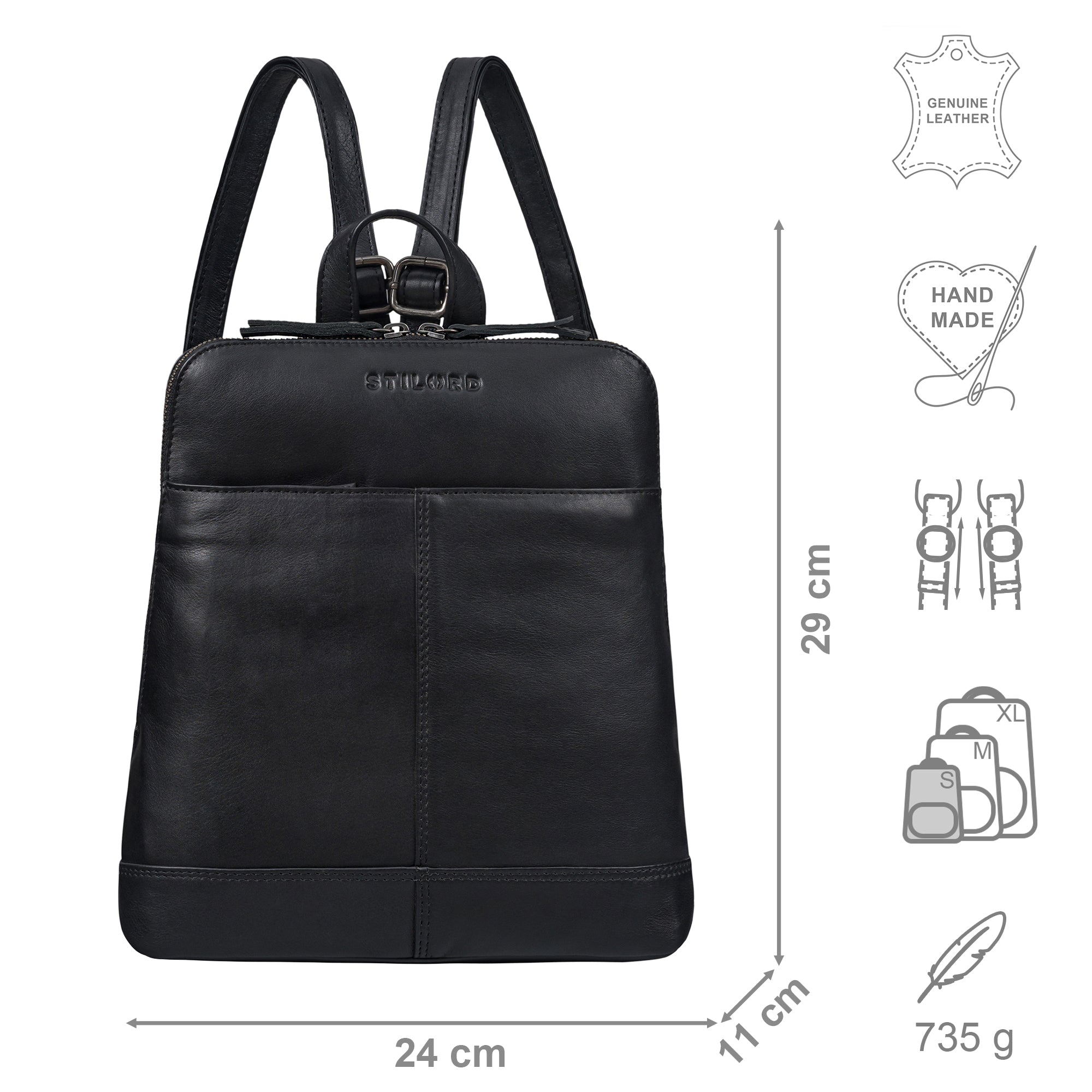 Leder Rucksack schwarz Damen