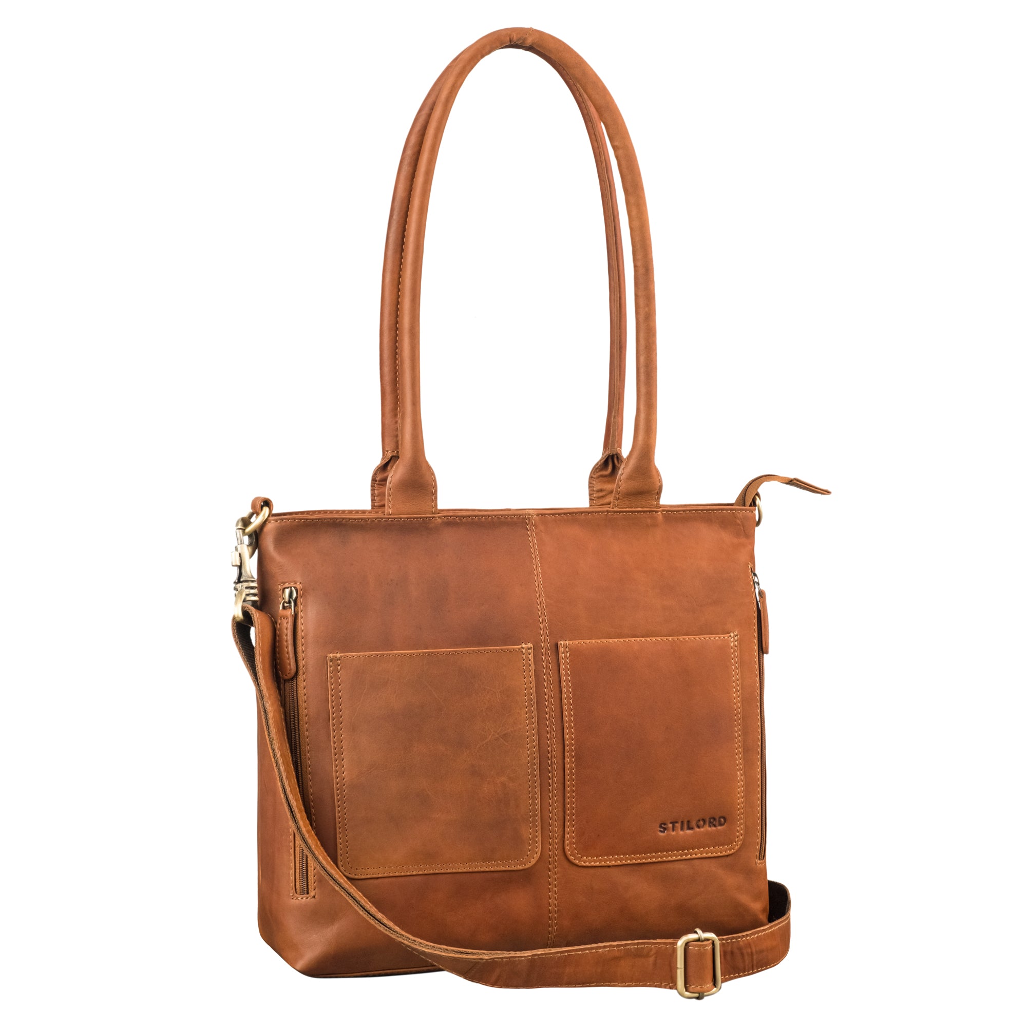 Damen Schultertasche Leder Groß Braun